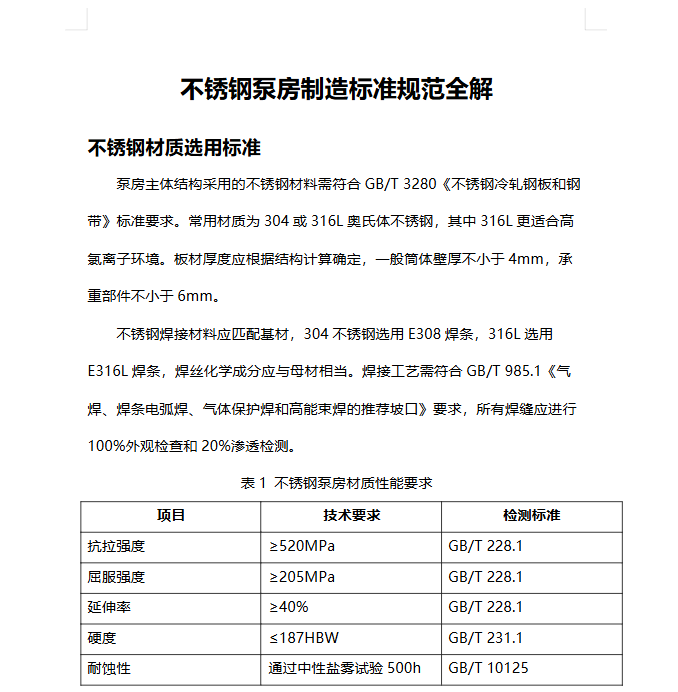 不锈钢泵房制造标准规范全解.docx