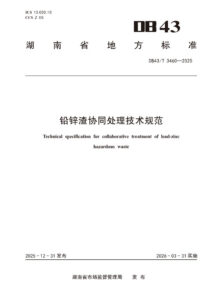 DB43/T 3460-2025 铅锌渣协同处理技术规范