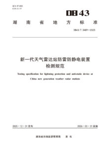 DB43/T 3489-2025 新一代天气雷达站防雷防静电检测规范