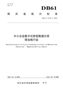 DB61/T 2191.3-2026 中小企业数字化转型数据分类 镁冶炼行业