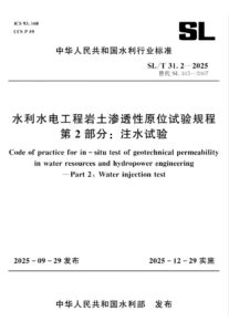 SL/T 31.2-2025 水利水电工程岩土渗透性原位试验规程 第2部分：注水试验